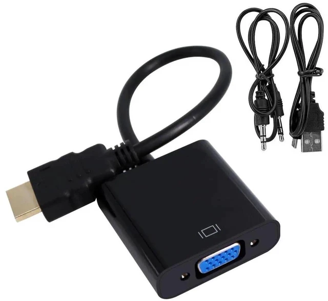 Alt view image 3 of 7 - 20CM HDMI to VGA Conversion Cable with EP94Z1E Chip, HDMI to VGA Adapter with Audio and Power Supply, Black Compatible for Laptop Display Projector DVD