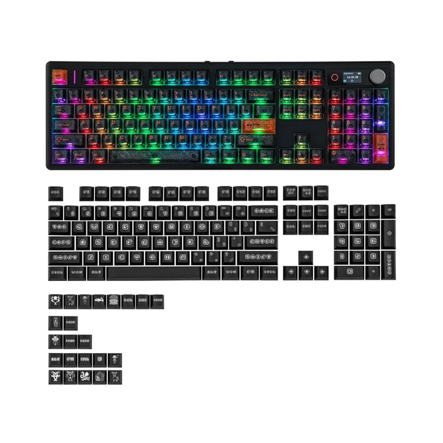 Alt view image 8 of 14 - TH108 V2 PRO Full Size Mechanical Keyboard with Screen&Knob x vvyruus Retromania Keycaps Set - 130 Keys