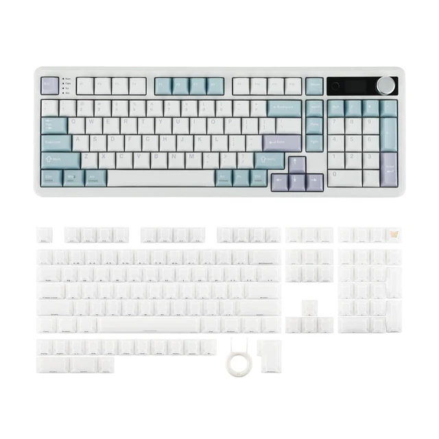 Alt view image 8 of 14 - TH99 PRO 96% Mechanical Keyboard with Screen & Knob+Lusterfly Jelly Keycaps Set - 123 Keys Double-Shot Laser Engraved