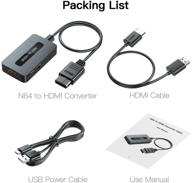 Alt view image 5 of 7 - N64 to HDMI Converter with 4:3/16:9 Aspect Ratio Switch, Nintendo 64 HDMI Adapter Cable Compatible with N64, Super SNES and NGC Game Consoles