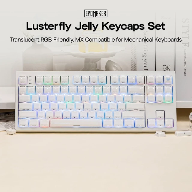 Alt view image 13 of 14 - G84 PRO Wireless Gaming Keyboard with Screen&Knob+Lusterfly Jelly Keycaps Set - 123 Keys Double-Shot Laser Engraved