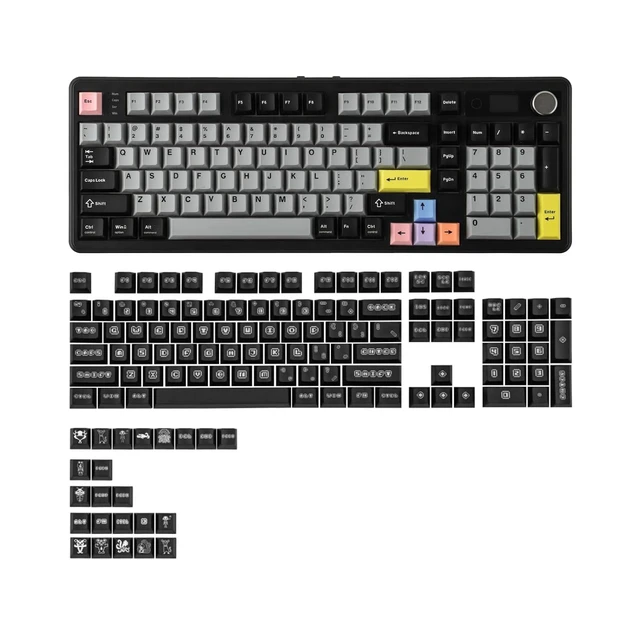 Alt view image 8 of 14 - TH99 PRO 96% Mechanical Keyboard with Screen & Knob x vvyruus Retromania Keycaps Set - 130 Keys