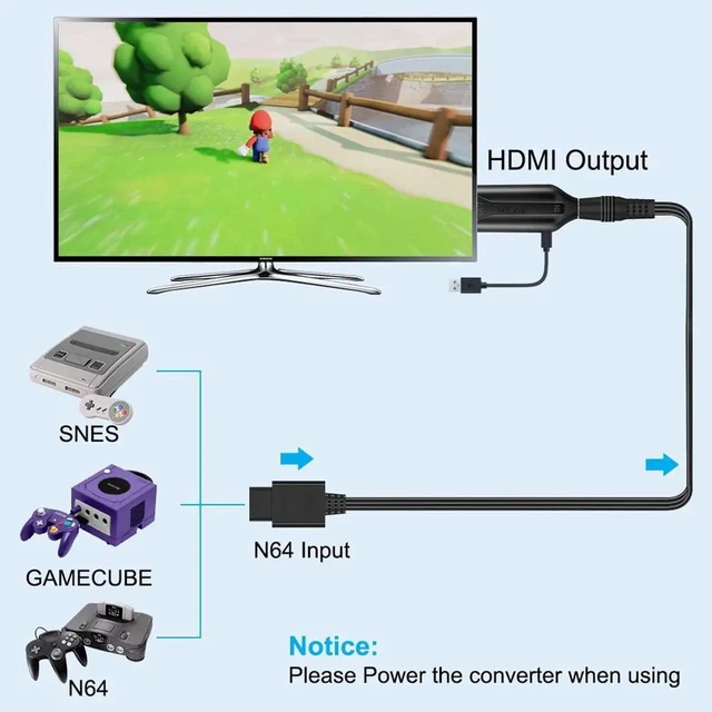 Alt view image 3 of 7 - N64 to HDMI Converter Adapter, 1080P/720P HD Audio Video Output HDMI Link Cable, Plug and Play Compatible with N64 Game Console