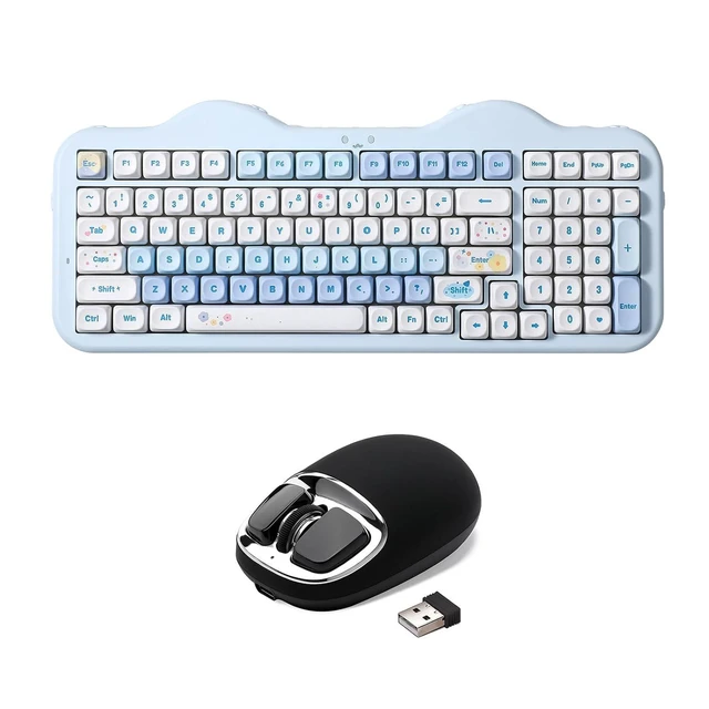 Alt view image 2 of 2 - C98 Wireless Mechanical Keyboard(Blue, Candy Linear Switch), YUNZll C1 Silicone Wireless Mouse (Blac
