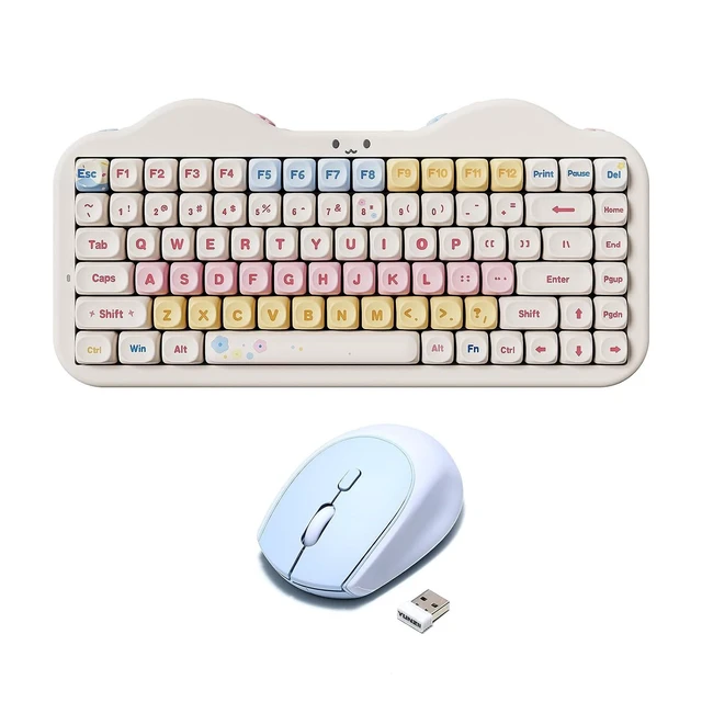 Alt view image 2 of 2 - C75 Wireless Mechanical Keyboard(Beige, Milk V2 Switch), C2 Wireless Mouse(Blue)