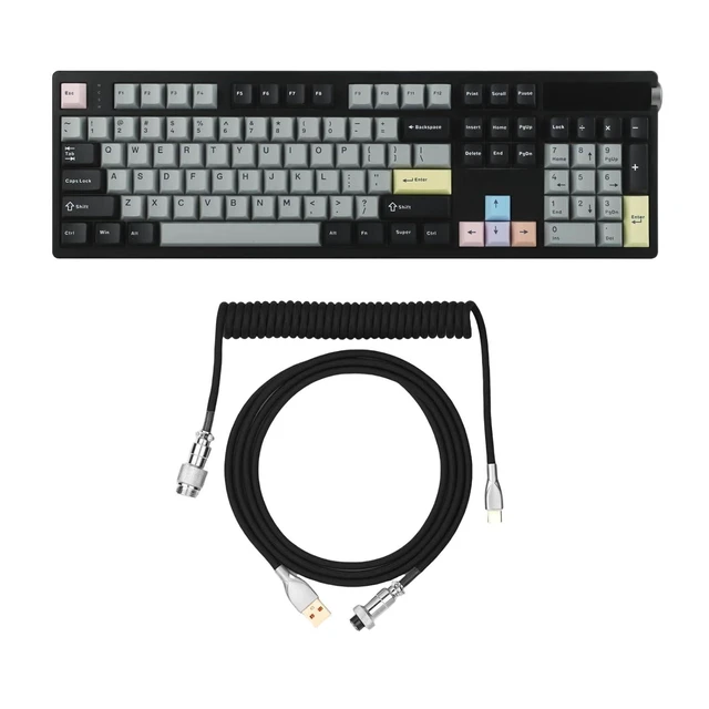 Alt view image 8 of 14 - TH108 PRO Full Size Mechanical Keyboard with Screen & Knob+Mix Cable for Keyboards and More