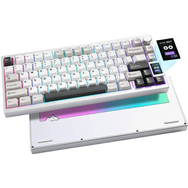 Alt view image 2 of 2 - AL80 Wireless Mechanical Keyboard,Full Aluminum CNC, Smart LCD Display,Hot Swappable Gasket Mount 75