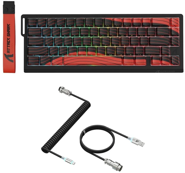 Alt view image 2 of 2 - X68PRO HE Magnetic Gaming Keyboard + C01 Ultra RGB Coiled Cable Combo-Black&Red