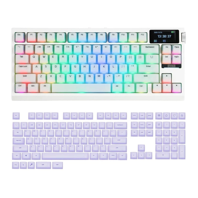 Alt view image 8 of 14 - G84 PRO Wireless Gaming Keyboard with Screen&Knob+AegisSil Keycap Set, Silicone Material