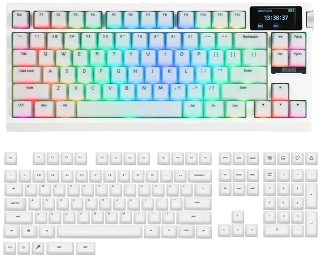 Alt view image 8 of 14 - AegisSil Keycap Set+G84 PRO Wireless Gaming Keyboard with Screen&Knob