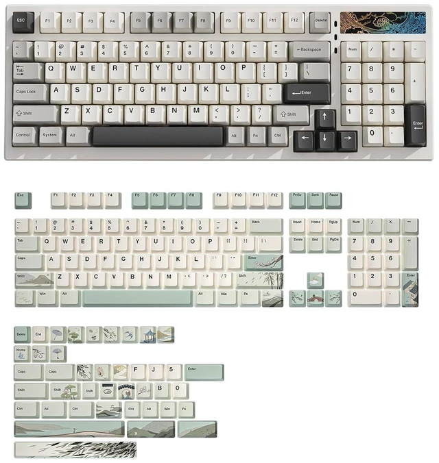 Alt view image 2 of 2 - YZ98 Gasket Mechanical 99 Key Hot Swappable Keyboard(Milk Switch, White), Spring Tea Dye Sub PBT Key