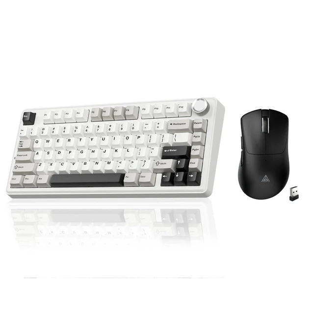 Alt view image 2 of 2 - A75 and SM805, Wireless Keyboard and Mouse Combo for Gaming (A75 White & SM805 Black)