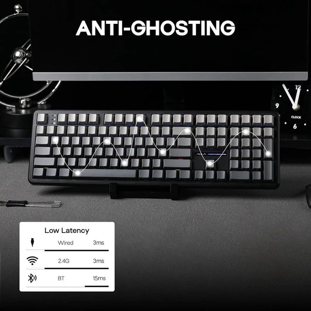 Alt view image 11 of 14 - Aula F108 Wireless Gaming Keyboard Graywood V3 Switch+35 Pieces Sea Salt Silent Switches Set