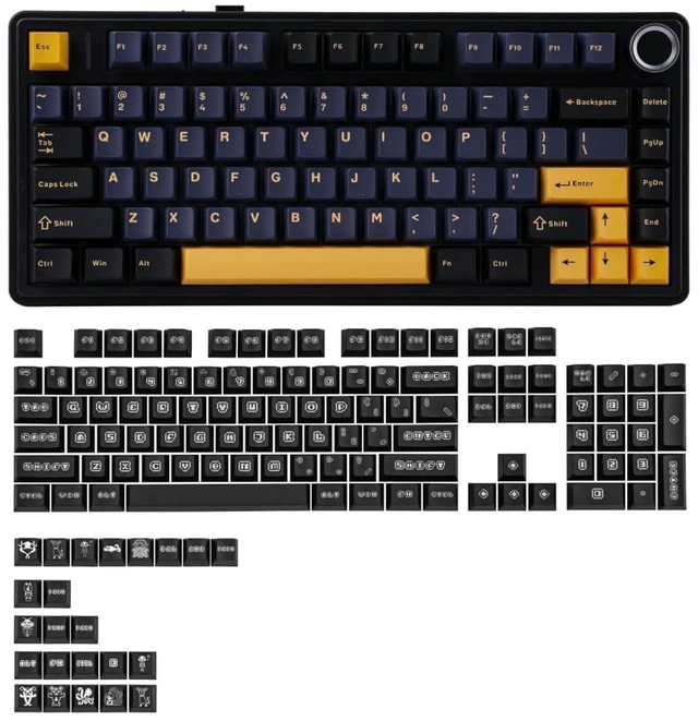 Alt view image 8 of 14 - x Aula F75 Gasket Mechanical Keyboard x vvyruus Retromania Keycaps Set - 130 Keys