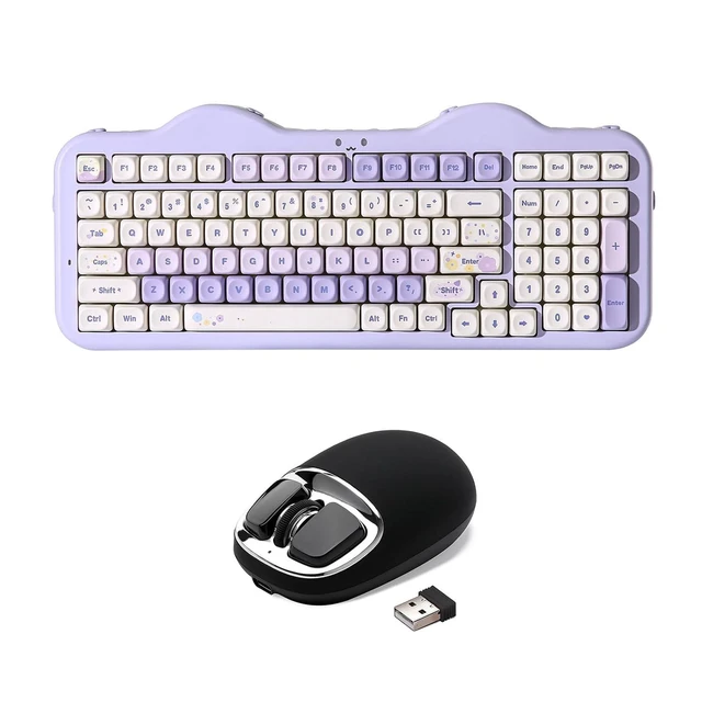 Alt view image 2 of 2 - C98 Wireless Mechanical Keyboard (Purple, Candy Linear Switch), YUNZll C1 Silicone Wireless Mouse (B