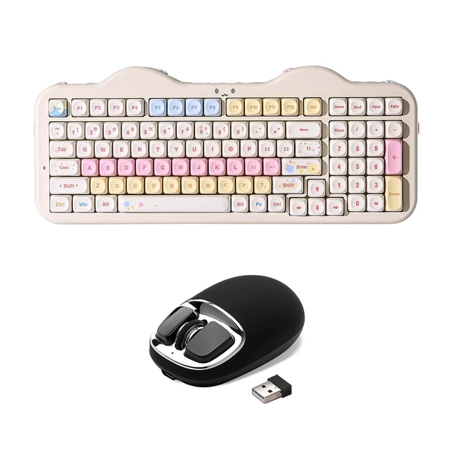 Alt view image 2 of 2 - C98 Wireless Mechanical Keyboard(Beige, Candy Linear Switch), YUNZll C1 Silicone Wireless Mouse (Bla