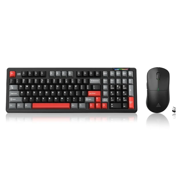 Alt view image 2 of 2 - LINGBAO K98 Wireless Keyboard and Mouse Combo for Gaming, Tri-Mode BT5.0/2.4G/USB-C Wired, 96% Mecha