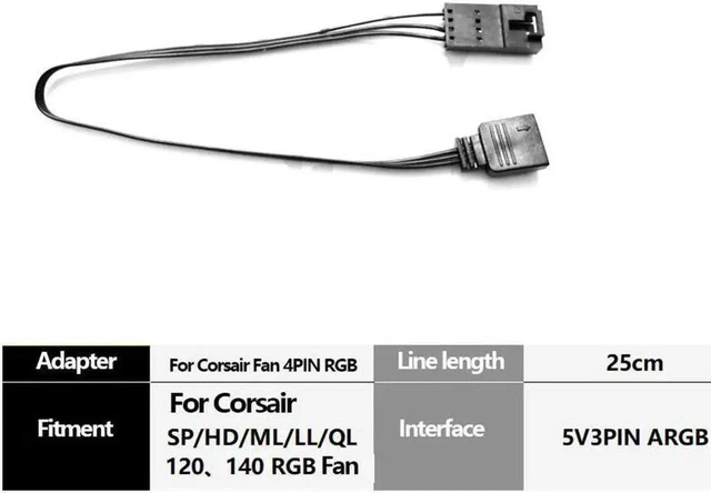 Main image of 25cm RGB Adapter Cable, Motherboard Aura / Mystic Light to 4Pin Fan Connector Extension Cable for PC Case Lighting & Cooling