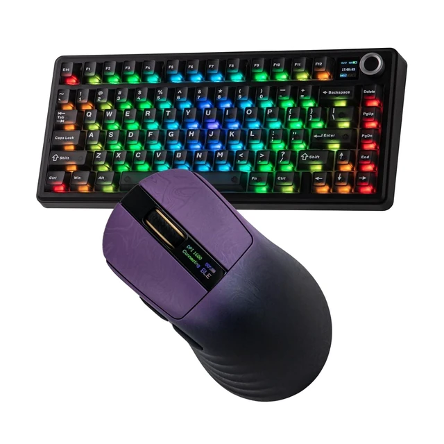 Alt view image 8 of 14 - X Aula F75 MAX Wireless Mechanical Keyboard with TFT Screen and Knob+Carbonis Wireless Gaming Mouse with Digital Display