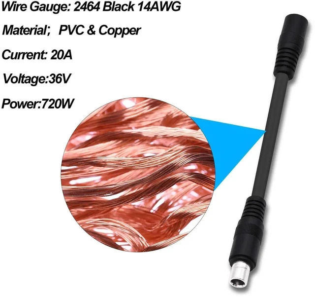 Alt view image 2 of 7 - 14.5CM DC5521 Female to DC8020 Male Adapter Cable, 5.5x2.1mm to 8.0x2.0mm DC Power Converter Cord for Solar Panel Portable Power Station