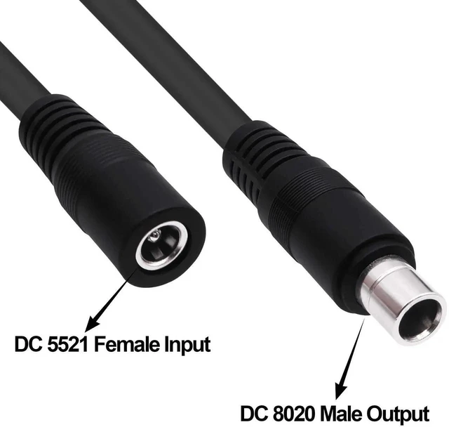 Alt view image 3 of 7 - 14.5CM DC5521 Female to DC8020 Male Adapter Cable, 5.5x2.1mm to 8.0x2.0mm DC Power Converter Cord for Solar Panel Portable Power Station