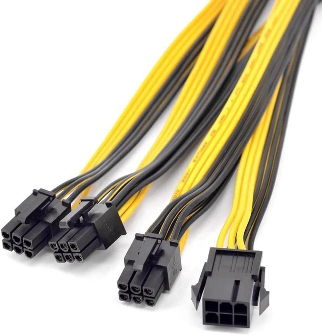 Alt view image 2 of 5 - PCI Express GPU 6Pin Port Multiplier PCIe Graphics Card 6 Pin 1 to 3 Ways Power Supply Extension Cable Female to Male 18AWG
