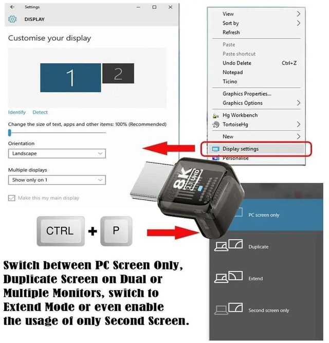 Alt view image 6 of 7 - 90 Degree Down Angled HDMI 2.1 Male to Female Adapter, UHD 8K@60Hz HDTV Extender Transparent Shell with Smart LED Indicator for Monitor TV Projector