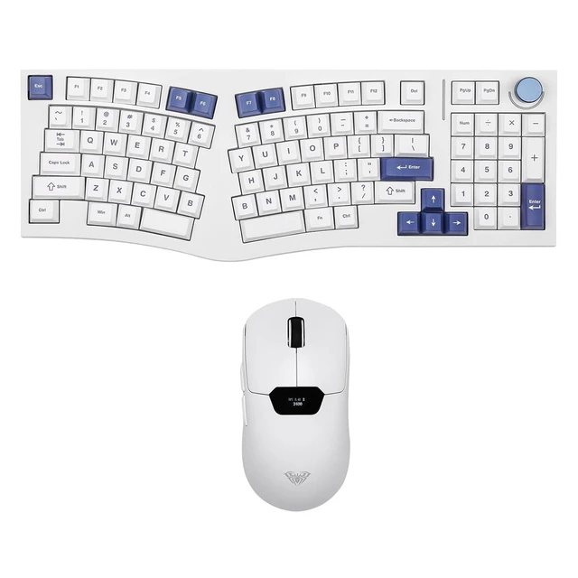 Alt view image 2 of 2 - Alice98 Ergonomic 98 Keys Custom Mechanical Keyboard with SC390 Lightweight Gaming Mouse with Displa
