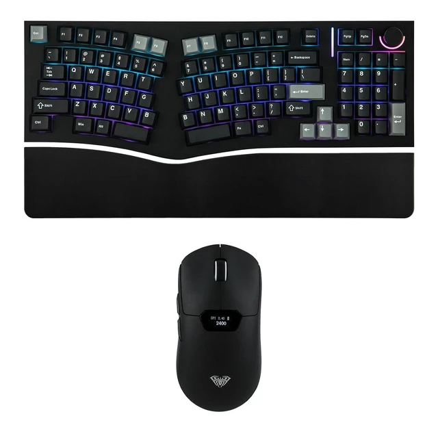 Alt view image 2 of 2 - Alice98 Ergonomic 98 Keys Custom Mechanical Keyboard with SC390 Lightweight Gaming Mouse with Displa