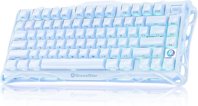 Alt view image 8 of 14 - GravaStar Mercury K1 75% Blue Gaming Keyboard, Aluminum Alloy Mechanical Keyboard, Gasket Hot-Swap Socket, Linear Switches, RGB Backlit, Wireless Keyboard for Gaming, Office, and Gifts