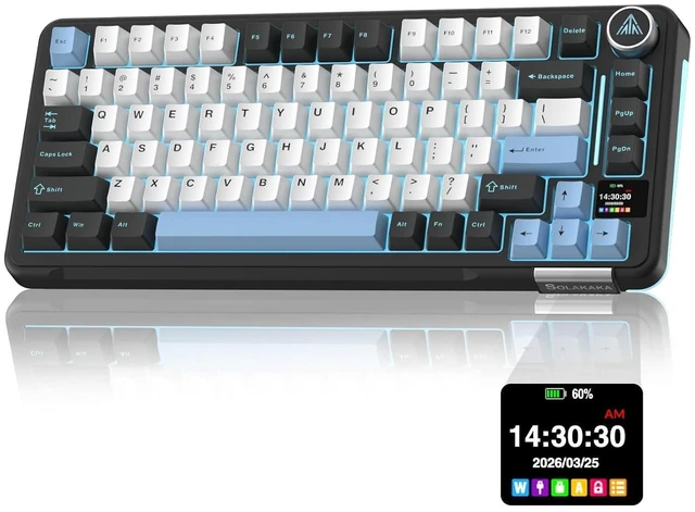 Alt view image 2 of 2 - A75 PRO Black Gaming Keyboard 75% Wireless Mechanical with Screen and Knob, RGB Backlit Hot Swappabl