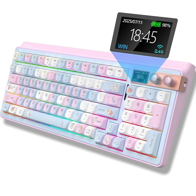 Alt view image 2 of 2 - H98 Wireless Mechanical Keyboard,96-Key Hot-Swappable Wired Gaming Keyboard,Tri-Mode Bluetooth 5.0 2