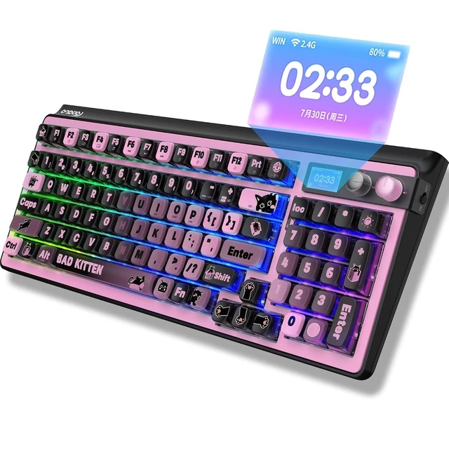 Alt view image 2 of 2 - H98 Wireless Mechanical Keyboard,96-Key Hot-Swappable Wired Gaming Keyboard,Tri-Mode Bluetooth 5.0 2