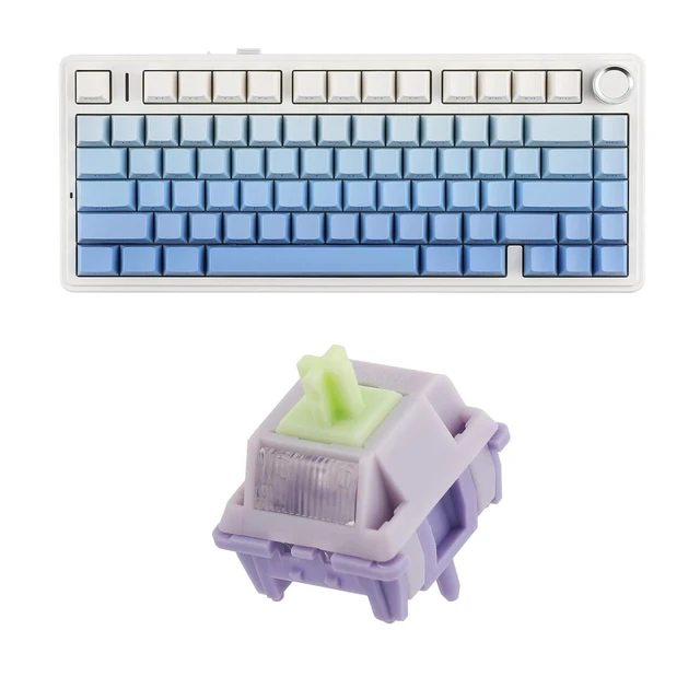 Alt view image 8 of 14 - x Aula F75 Gasket Mechanical Keyboard+35 Pieces Wisteria V2 Linear 38gf Keyboard Switches Set