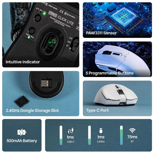 Alt view image 12 of 14 - HE68 Lite Hall Effect Gaming Keyboard+Click Lite Wireless Gaming Mouse