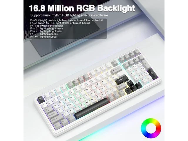 Alt view image 6 of 7 - AULA F99 Wireless Mechanical Keyboard,Tri-Mode BT5.0/2.4GHz/USB-C Hot Swappable Custom Keyboard,Pre-lubed Linear Switches,Gasket Structure,RGB Backlit Gaming Keyboard for PC/Tablet/PS/XBOX