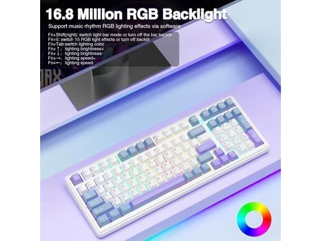 Alt view image 5 of 7 - AULA F99 Wireless Mechanical Keyboard,Tri-Mode BT5.0/2.4GHz/USB-C Hot Swappable Custom Keyboard,Pre-lubed Linear Switches,Gasket Structure,RGB Backlit Gaming Keyboard for PC/Tablet/Xbox/PS4/PS5