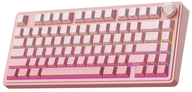 Main image of X Aula F75 75% Wireless Gaming Keyboard, BT/2.4GHz/USB-C, Hot Swappable Creamy Mechanical Keyboard with 5-Layer Padding&Knob, NKRO, RGB (Pink)