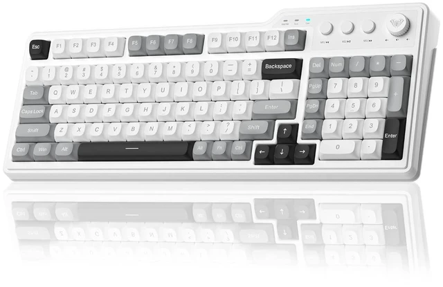 Main image of Aula F3099 Wireless Keyboard with Media Knob, Tri-Mode BT5.0/2.4GHz/USB-C Cute Creamy Keyboard with