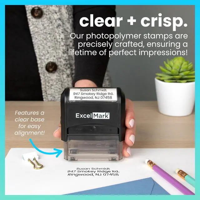 Alt view image 2 of 7 - Custom Stamp Clear & Crisp Impressions Personalized Self-Inking Rubber Stamp Use for Address Stamp and More (Large)