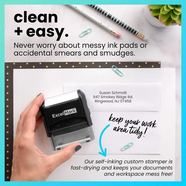Alt view image 3 of 7 - Custom Stamp Clear & Crisp Impressions Personalized Self-Inking Rubber Stamp Use for Address Stamp and More (Large)