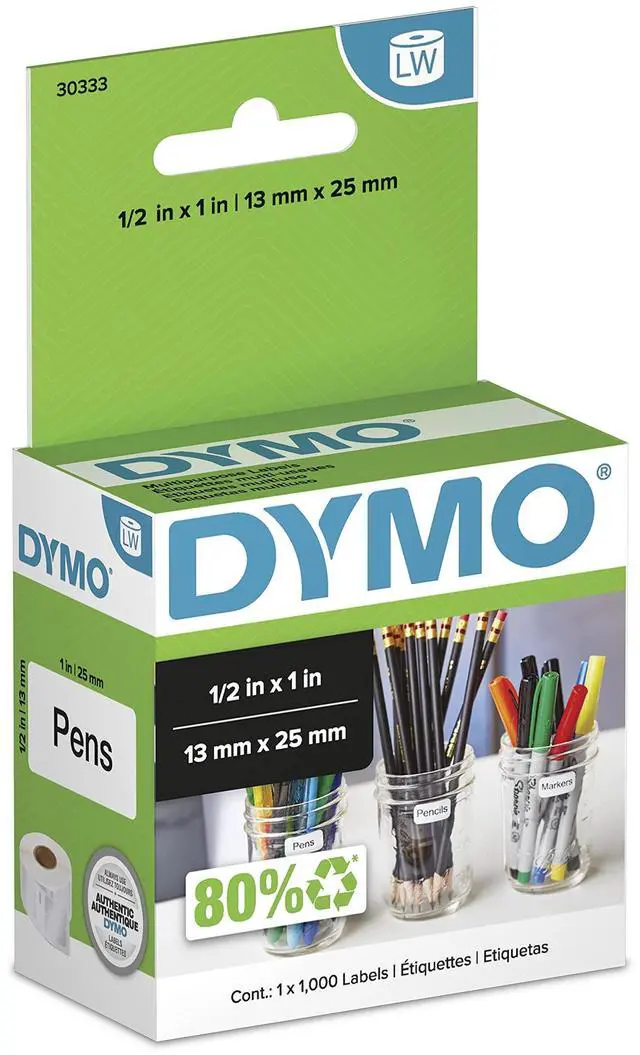 Main image of Authentic LW Extra-Small Multi-Purpose Labels Labels for LabelWriter Printers White 1/2" x 1" 1 Roll of 1000, Pack of 10