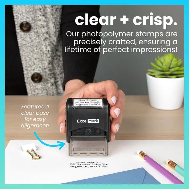 Alt view image 2 of 7 - Custom Stamp Clear & Crisp Impressions Personalized Self-Inking Rubber Stamp Use for Address Stamp and More (Small)
