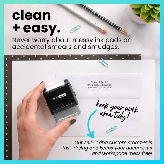 Alt view image 3 of 7 - Custom Stamp Clear & Crisp Impressions Personalized Self-Inking Rubber Stamp Use for Address Stamp and More (Small)