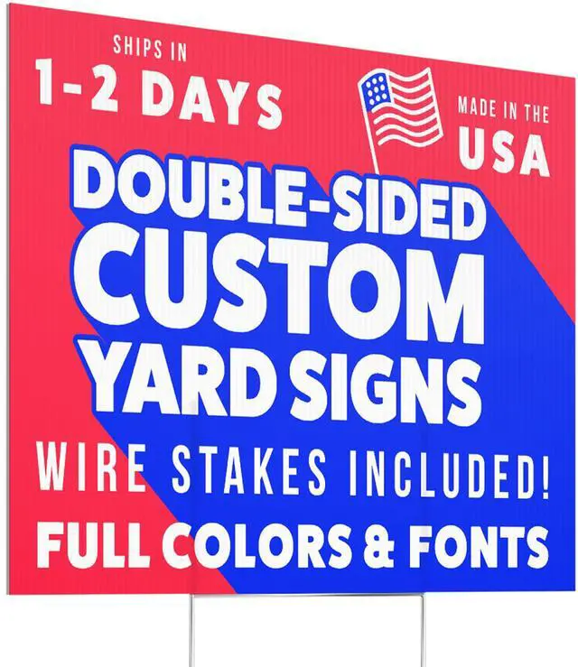 Alt view image 2 of 7 - 24x18" Double Sided Customizable Outdoor Yard Sign made from Corrugated Plastic with Metal "H" Stake, Easy to Design, Sign for Business, Garage or Yard Sale, Home, Office, (18" x 24")