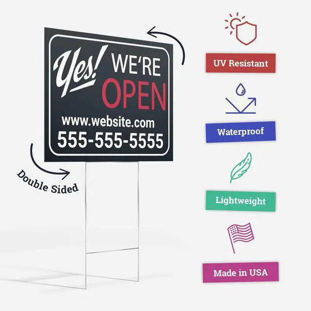 Alt view image 3 of 7 - 24x18" Double Sided Customizable Outdoor Yard Sign made from Corrugated Plastic with Metal "H" Stake, Easy to Design, Sign for Business, Garage or Yard Sale, Home, Office, (18" x 24")