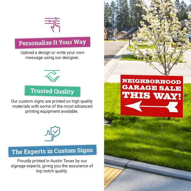 Alt view image 5 of 7 - 24x18" Double Sided Customizable Outdoor Yard Sign made from Corrugated Plastic with Metal "H" Stake, Easy to Design, Sign for Business, Garage or Yard Sale, Home, Office, (18" x 24")