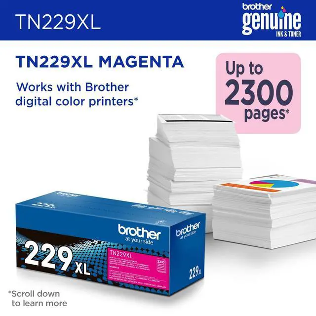 Alt view image 2 of 7 - Genuine TN229XLM Magenta High Yield Printer Toner Cartridge - Print up to 2,300 Pages(1) | Prints up to 2,300 pages