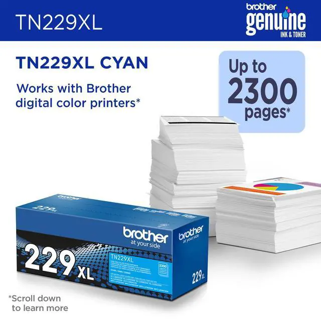 Alt view image 2 of 7 - Genuine TN229XLC Cyan High Yield Printer Toner Cartridge - Print up to 2,300 Pages(1) | Genuine TN229 toner with smudge-free performance for reports, presentations and proposals