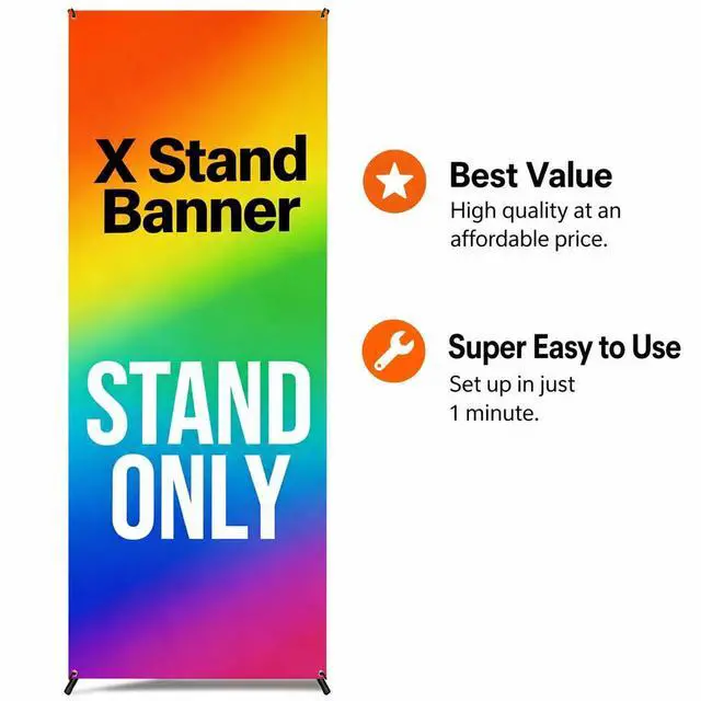 Alt view image 6 of 7 - Premium X Banner Stand Display Adjustable Sizing from 24"x72" with Carrying Bag (STAND ONLY) (8 PACK)